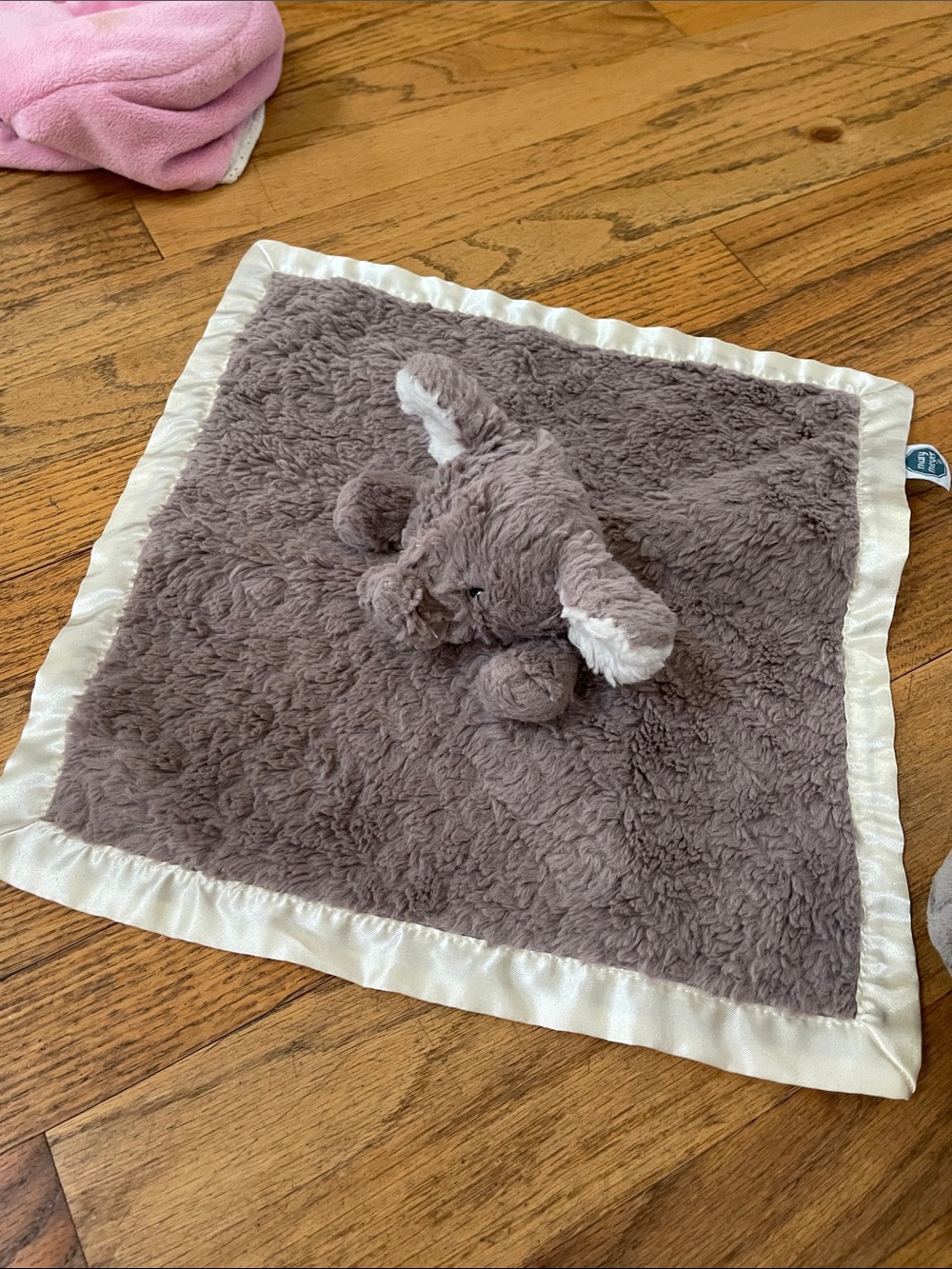 Plush Gray Bunny Lovey Security Blanket for Kids